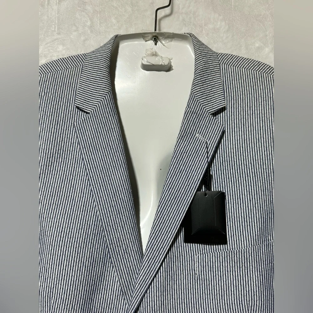 Linea Uomo navy/white striped 100% cotton men’s blazer size 52L new with tags